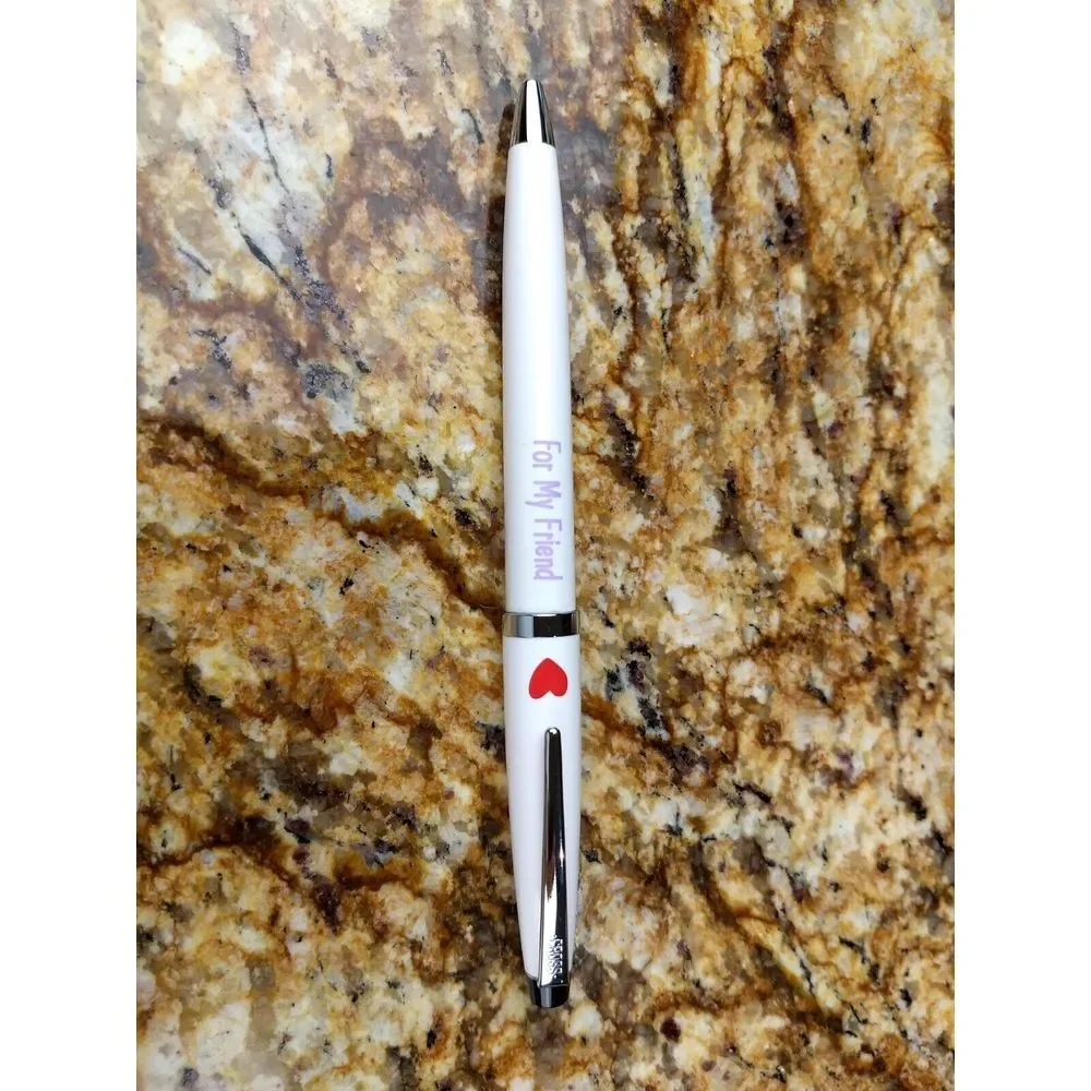 CROSS Solo White & Chrome Twist Ballpoint Pen Hallmark‎ FOR MY FRIEND RED HEART